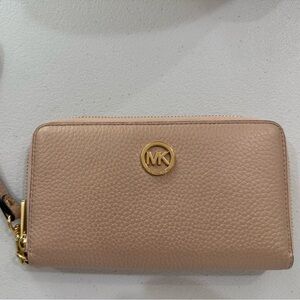 Michael Kors Blush Wristlet with Gold Accents